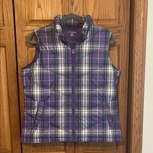 Lands' End Purple Checkered Puffer Vest